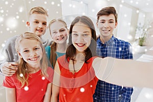 Group of students taking selfie