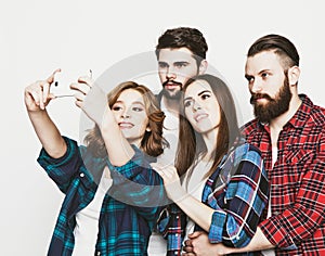 Group of students taking selfie