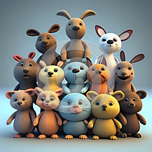 A group of stuffed animals are standing together-generated by ai