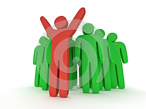 Group of stylized green people with teamleader photo