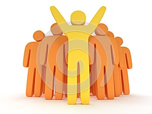 Group of stylized orange people with teamleader