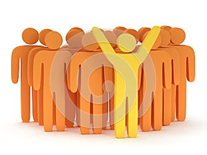 Group of stylized orange people with teamleader photo