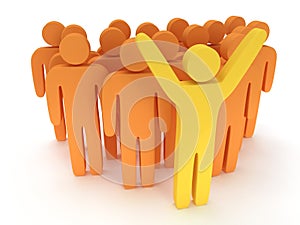 Group of stylized orange people with teamleader photo