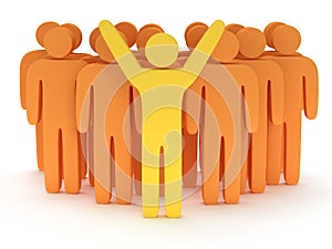 Group of stylized orange people with teamleader photo