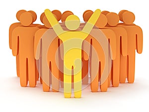 Group of stylized orange people with teamleader