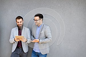 Group of success business people discussing ideas at meeting outside