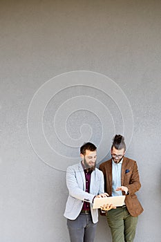 Group of success business people discussing ideas at meeting outside