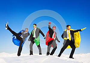 Group of Superhero on the Snow