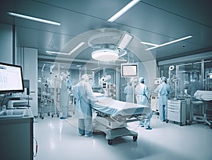 group of surgeons at work in operating room.