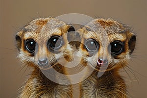 Group of suricates standing alert in a natural setting