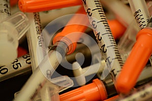 Group of syringes,  medical waste