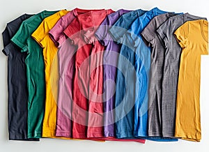 A group of t - shirts in different colors photo