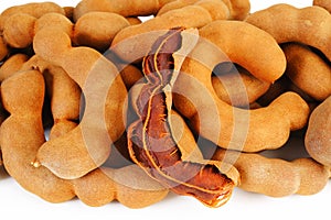 Group of tamarind on white