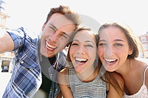 Group of teen friends taking a selfie