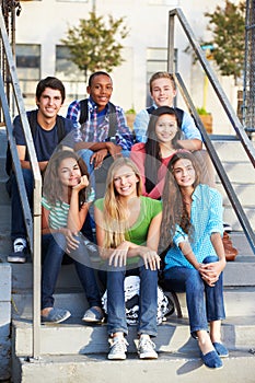 Group Of Teenage Pupils Outside Classroom