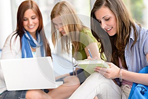 Group of teenage student study at high-school