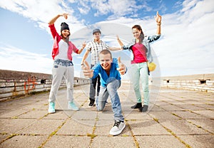 Group of teenagers dancing