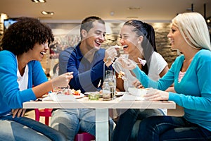 Group of teenagers enjoying in lunch