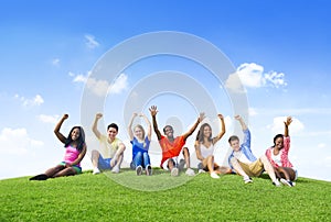 Group of Teenagers Having Fun on the Hills