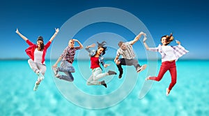 Group of teenagers jumping