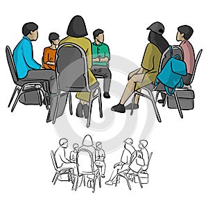 Group of teenagers sitting in a circle during consultation with