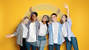 Group of Teenagers Standing Next to Each Other, Gesturing