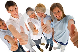 Group of teenagers with thumbs up