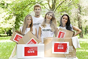 Group of teenagers volunteering