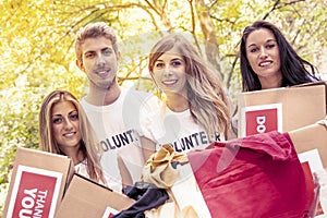 Group of teenagers volunteering