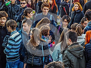 Group of teens in crowd