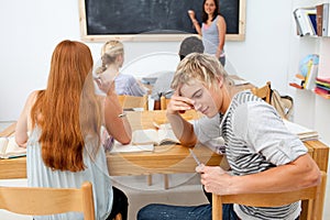 Group of teens studying together