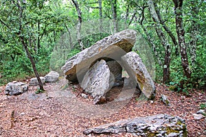 Group of three dolmens. Large stones