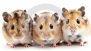Group of Three Hamsters Sitting Together