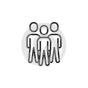 Group of three people line icon
