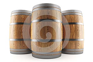 Group of three wine barrels