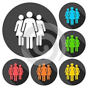 Group of three women icons set