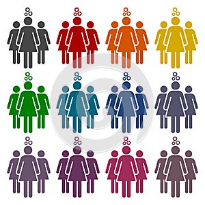 Group of three women icons set