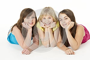 Group Of Three Young Girls In Studio