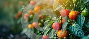 Group of Tomatoes Growing on Plant