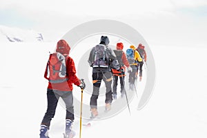 Group touring skiers photo