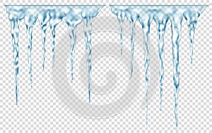 Group of translucent icicles