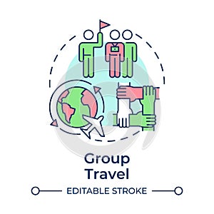 Group travel multi color concept icon