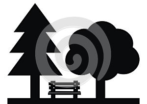 Group of trees and bench, eps.