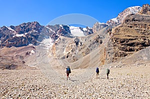 Group of trekkers in the Fany mountain