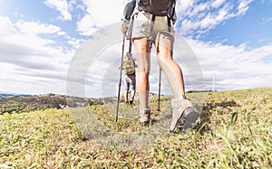 Group of trekkers making an excursion photo