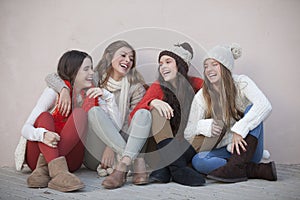 Group of trendy happy teens