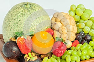 Group of tropical fruits