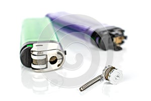 Plastic lighter isolated on white