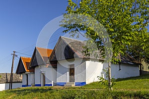 Group of typical outdoor wine cellars in Vlcnov, Southern Moravia, Czech Republic photo