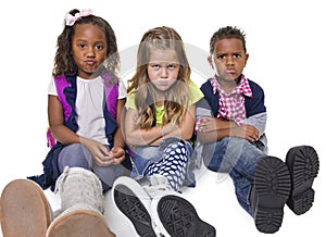 Group of unhappy and upset kids photo